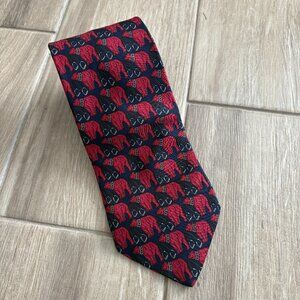 Brooks Brothers Silk Tie Men's 58" Red Blue Bear Print Classic Office Work Party